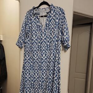 Blue and White Patterned Dress